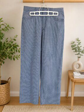 Tristan & Iseut Blue Checkered Straight Leg Pants Size 10